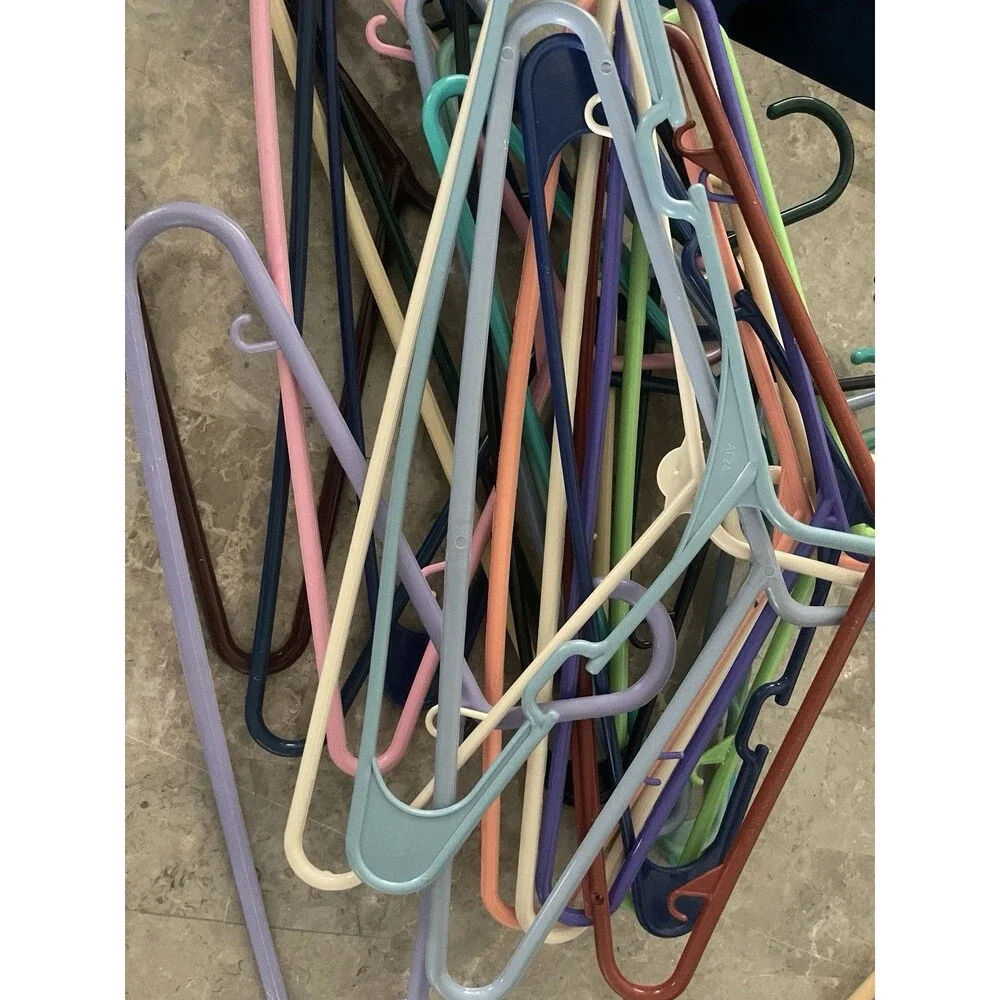 Plastic Hangers Heavy Duty Clothes Hangers Lot 60 Multicolor Bulk Closet Organi